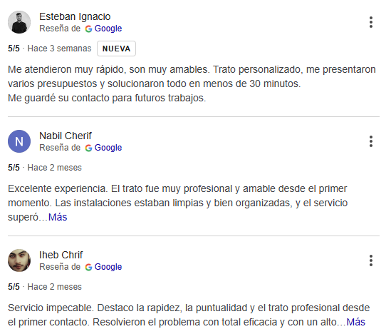 Pantallazo de reseñas de la Ficha de GMB